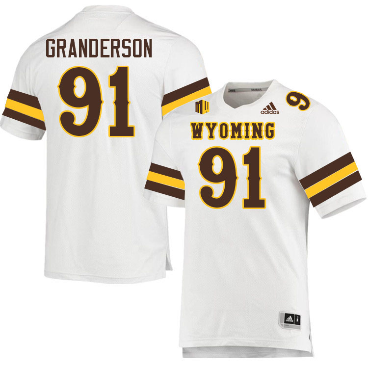 Wyoming Cowboys #91 Carl Granderson College Football Jerseys,Uniforms-White